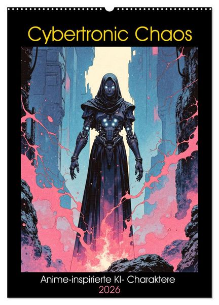 Cybertronic Chaos: Anime-inspirierte KI- Charaktere (Wandkalender 2026 DIN A2 hoch), CALVENDO Monatskalender