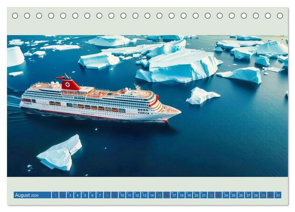 Produktbild: Kreuzfahrtschiffe vor Gr&ouml;nland (Tischkalender 2026 DIN A5 quer), CALVENDO Monatskalender