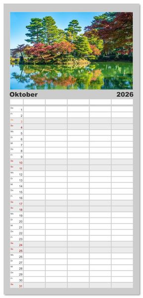 Produktbild: Familienplaner 2026 - Herbst in Japan mit 5 Spalten (Wandkalender, 21 x 45 cm) CALVENDO