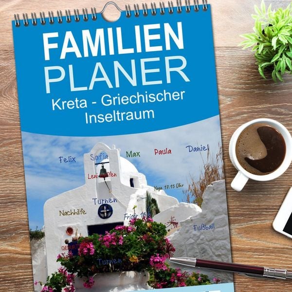 Produktbild: Familienplaner 2026 - Kreta - Griechischer Inseltraum mit 5 Spalten (Wandkalender, 21 x 45 cm) CALVENDO