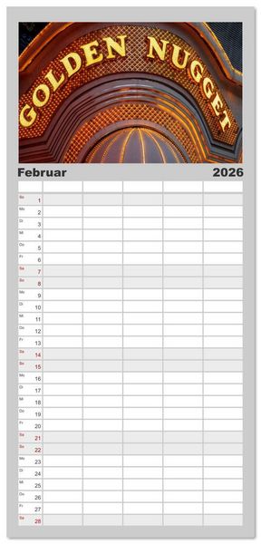 Produktbild: Familienplaner 2026 - Las Vegas Nightlife - Neonlichter, Casinos und unvergessliche N&auml;chte mit 5 Spalten (Wandkalender, 21 x 45 cm) CALVENDO