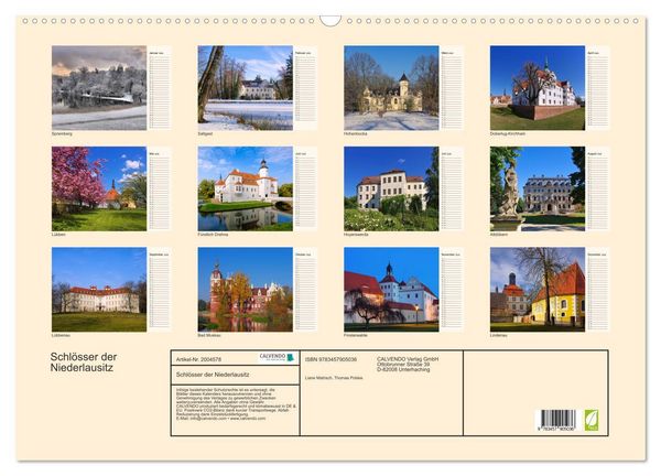 Produktbild: Schl&ouml;sser der Niederlausitz (Wandkalender 2026 DIN A2 quer), CALVENDO Monatskalender