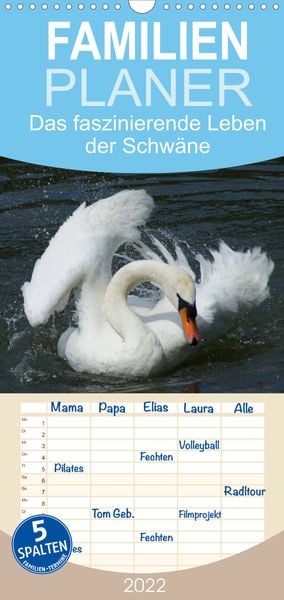 Produktbild: Das faszinierende Leben der Schw&auml;ne - Familienplaner hoch (Wandkalender 2022 , 21 cm x 45 cm, hoch)