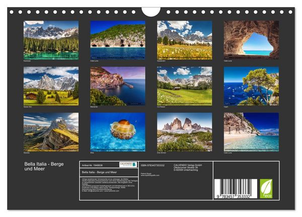 Produktbild: Bella Italia - Berge und Meer (Wandkalender 2026 DIN A4 quer), CALVENDO Monatskalender