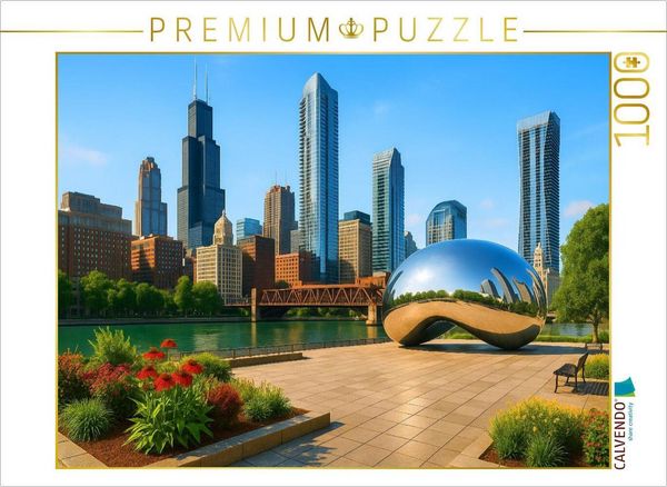 Produktbild: CALVENDO Puzzle Chicago - USA - verschiedene Sehensw&uuml;rdigkeiten kombiniert | 1000 Teile Lege-Gr&ouml;&szlig;e 64x48cm Foto-Puzzle f&uuml;r gl&uuml;ckliche Stunden