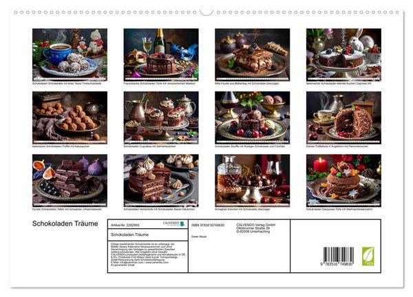 Produktbild: Schokoladen Tr&auml;ume (hochwertiger Premium Wandkalender 2027 DIN A2 quer), Kunstdruck in Hochglanz