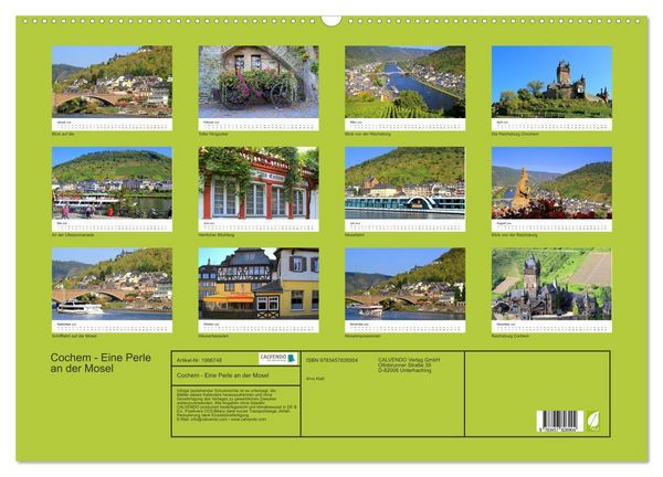 Produktbild: Cochem - Eine Perle an der Mosel (Wandkalender 2026 DIN A2 quer), CALVENDO Monatskalender