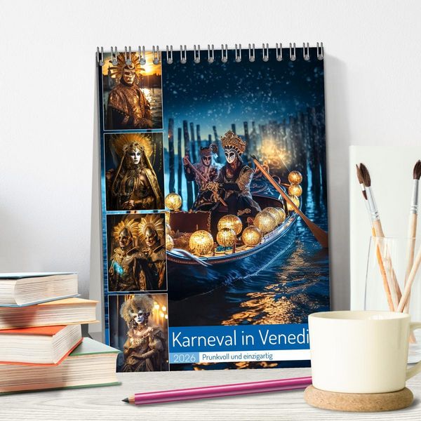 Produktbild: Karneval in Venedig (Tischkalender 2026 DIN A5 hoch), CALVENDO Monatskalender