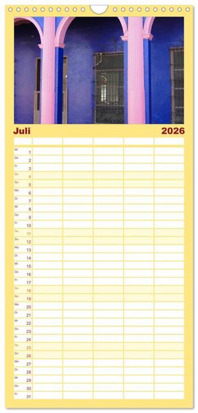 Produktbild: Familienplaner 2026 - Mexiko - Land der Farben mit 5 Spalten (Wandkalender, 21 x 45 cm) CALVENDO