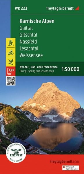 Produktbild: Freytag & berndt Wanderkarte WK 223 Karnische Alpen, Gailtal - Gitschtal - Nassfeld - Lesachtal - Weissensee 1:50.000