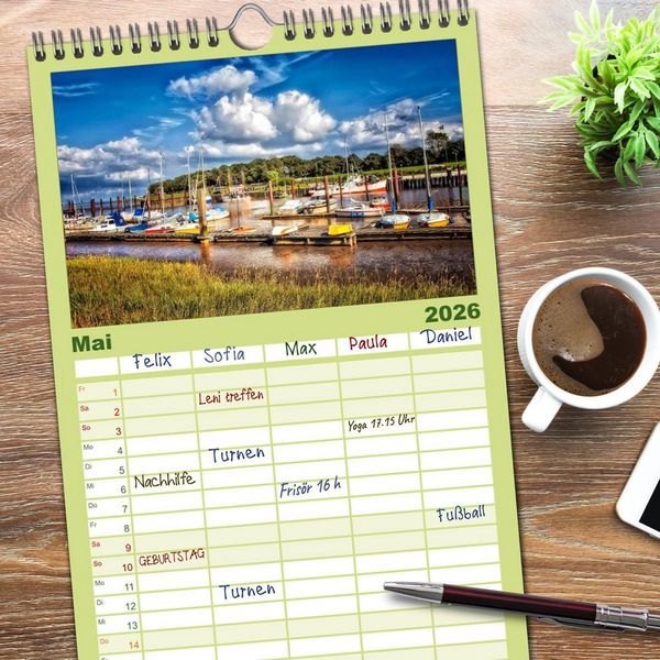 Produktbild: Familienplaner 2026 - Friesland - Nordseebad Dangast mit 5 Spalten (Wandkalender, 21 x 45 cm) CALVENDO