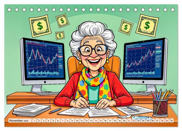 Produktbild: Oma rockt den Ruhestand - Lustiger Frauenkalender mit Humor (Tischkalender 2026 DIN A5 quer), CALVENDO Monatskalender