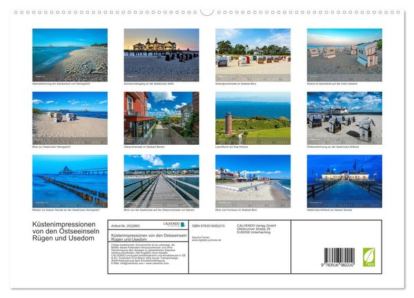 Produktbild: K&uuml;stenimpressionen von den Ostseeinseln R&uuml;gen und Usedom (hochwertiger Premium Wandkalender 2026 DIN A2 quer), Kunstdruck in Hochglanz