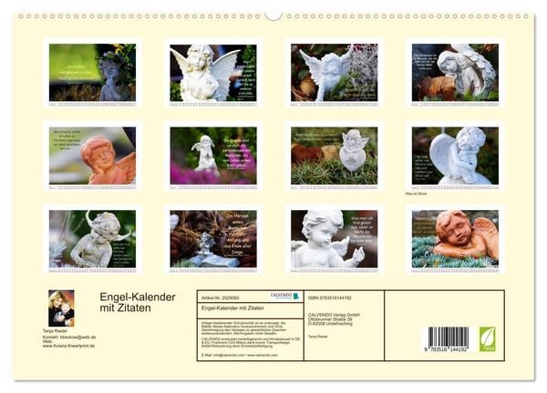 Produktbild: Engel-Kalender mit Zitaten (hochwertiger Premium Wandkalender 2026 DIN A2 quer), Kunstdruck in Hochglanz
