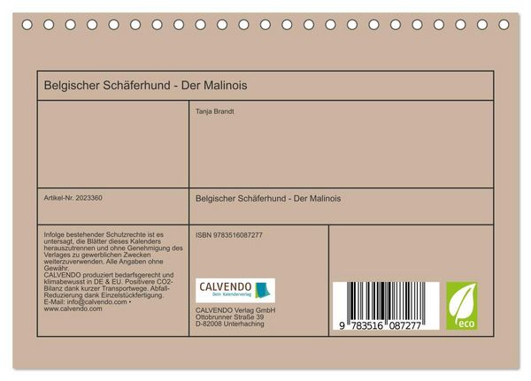 Produktbild: Belgischer Sch&auml;ferhund - Der Malinois (Tischkalender 2026 DIN A5 quer), CALVENDO Monatskalender