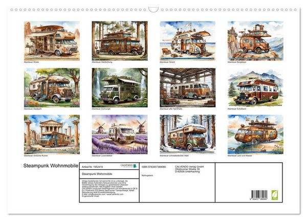 Produktbild: Steampunk Wohnmobile (Wandkalender 2026 DIN A2 quer), CALVENDO Monatskalender