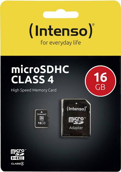 Produktbild: Intenso 16 GB Micro SDHC-Card microSDHC-Karte 16 GB Class 4 inkl. SD-Adapter