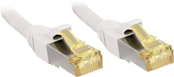 LINDY 47326 RJ45 Netzwerkkabel, Patchkabel CAT 6a (Rohkabel CAT 7) S/FTP 5.00 m Weiß mit Rastnasenschutz 1 St.