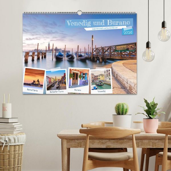 Produktbild: Venedig und Burano - Lagunenstadt und bunte H&auml;user (Wandkalender 2026 DIN A2 quer), CALVENDO Monatskalender