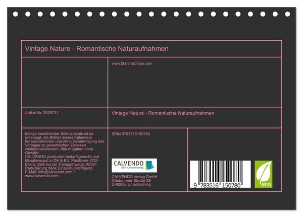 Produktbild: Vintage Nature - Romantische Naturaufnahmen (Tischkalender 2026 DIN A5 quer), CALVENDO Monatskalender
