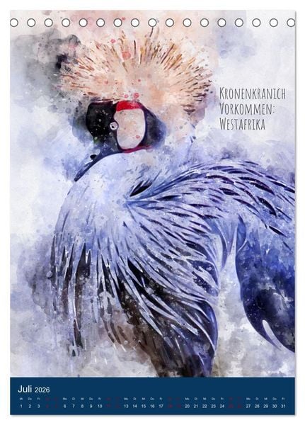 Produktbild: Exotische V&ouml;gel - Die Sch&ouml;nsten der Welt in Aquarell (Tischkalender 2026 DIN A5 hoch), CALVENDO Monatskalender