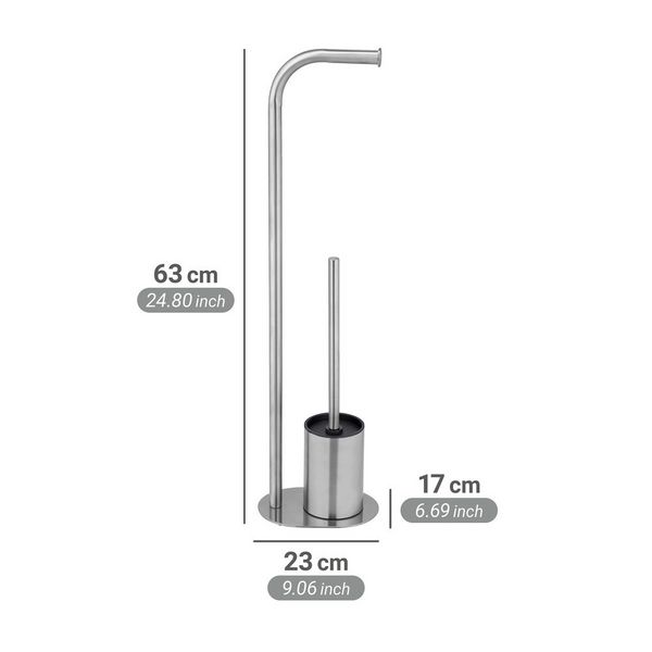 Produktbild: Stand WC-Garnitur Mod. Levante, satiniert, edelstahl, 23x63x17 cm, rostfrei, mit
