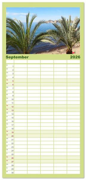 Produktbild: Familienplaner 2026 - Alicante - Benidorm - Calp mit 5 Spalten (Wandkalender, 21 x 45 cm) CALVENDO