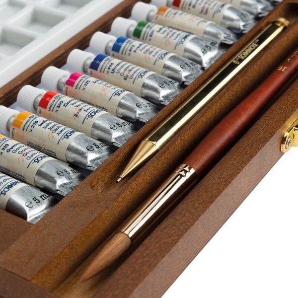 Produktbild: Schmincke HORADAM&reg; Aquarell Holzkasten, 12 x 5 ml + Zubeh&ouml;r Retro II