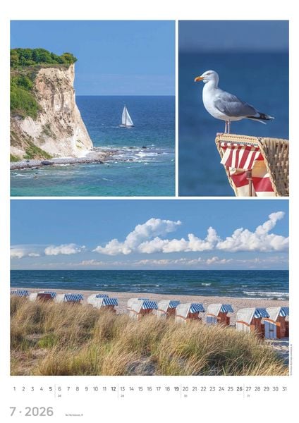 Produktbild: Strandgeflüster - Momente am Meer 2026 - Bildkalender A3 (29,7x42 cm) - mit Feiertagen - Triplets - drei Bilder pro Monat - Naturkalender - Wandplaner