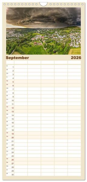 Produktbild: Familienplaner 2026 - Unser Erzgebirge von oben mit 5 Spalten (Wandkalender, 21 x 45 cm) CALVENDO