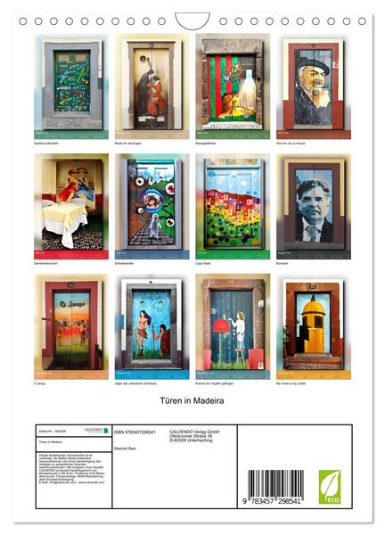Produktbild: T&uuml;ren in Madeira (Wandkalender 2026 DIN A4 hoch), CALVENDO Monatskalender