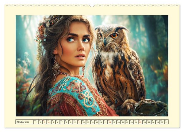 Produktbild: Waldgefl&uuml;ster. Die mystischen Frauen der alten Pfade (Wandkalender 2026 DIN A2 quer), CALVENDO Monatskalender