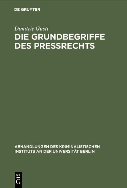 Produktbild: Die Grundbegriffe des Pre&szlig;rechts