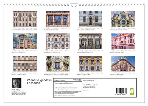 Produktbild: Wiener Jugendstil-Fassaden (Wandkalender 2026 DIN A3 quer), CALVENDO Monatskalender