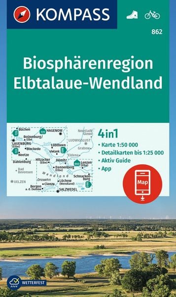 Produktbild: KOMPASS Wanderkarte 862 Biosph&auml;renregion Elbtalaue-Wendland 1:50.000
