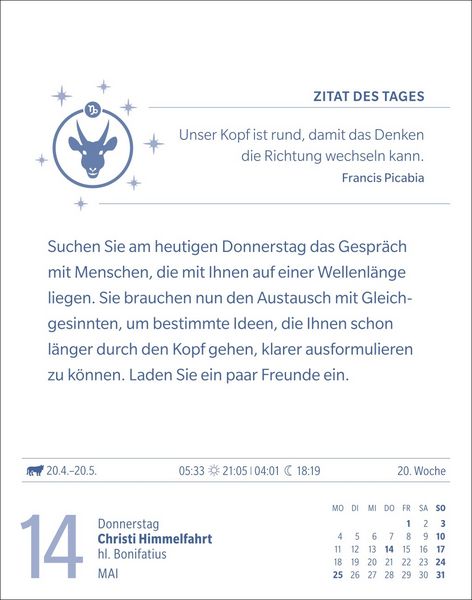 Produktbild: Steinbock Sternzeichenkalender 2026 - Tagesabrei&szlig;kalender - Ihr Horoskop f&uuml;r jeden Tag