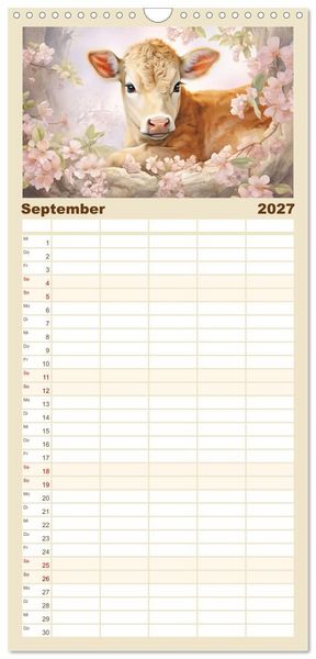 Produktbild: Familienplaner 2027 - Tierisch s&uuml;&szlig;! mit 5 Spalten (Wandkalender, 21 x 45 cm) CALVENDO