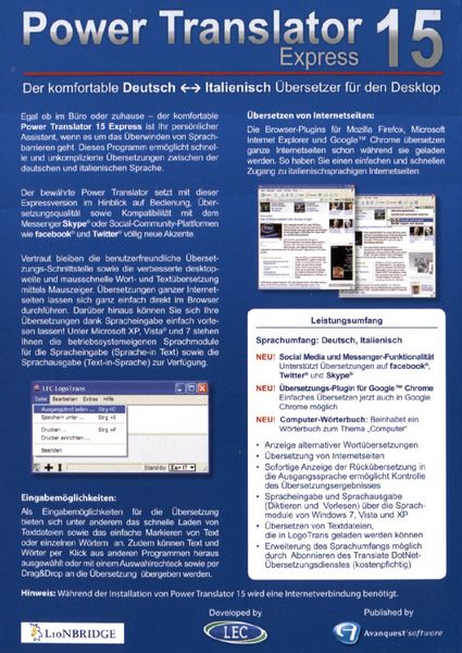Produktbild: Power Translator 15 Express - Deutsch-Italienisch