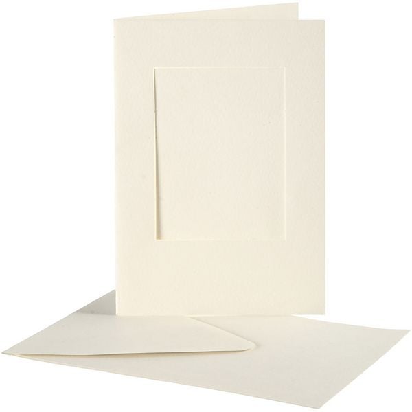 Produktbild: Creativ Company Passepartout-Karten mit Kuvert, Rechteckig, Kartengr&ouml;&szlig;e 10,5x15 cm, Umschlaggr&ouml;&szlig;e , 1,5x16,5 cm, Naturwei&szlig;, 10er Set