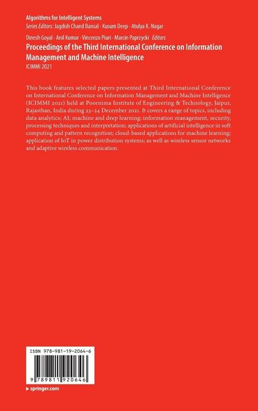 Produktbild: Proceedings of the Third International Conference on Information Management and Machine Intelligence