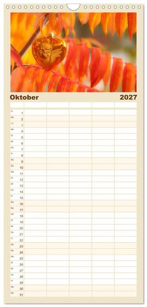 Produktbild: Familienplaner 2027 - Engel f&uuml;r Gl&uuml;ck & Schutz mit 5 Spalten (Wandkalender, 21 x 45 cm) CALVENDO