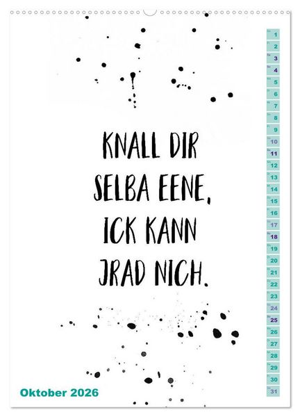 Produktbild: BERLINERISCH Lustige Spr&uuml;che (hochwertiger Premium Wandkalender 2026 DIN A2 hoch), Kunstdruck in Hochglanz