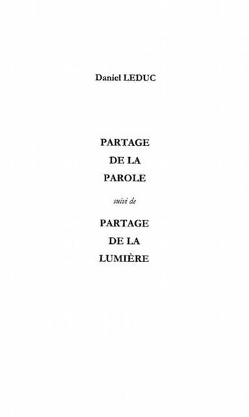 Produktbild: Partage de la parole