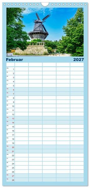Produktbild: Familienplaner 2027 - Reiseziele in Deutschland mit 5 Spalten (Wandkalender, 21 x 45 cm) CALVENDO