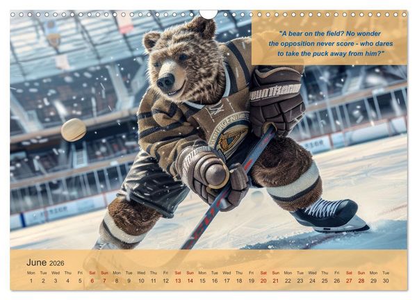 Produktbild: The most charming ice hockey animals in action (Wall Calendar 2026 DIN A3 landscape), CALVENDO 12 Month Wall Calendar
