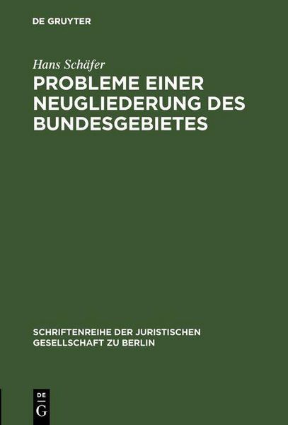 Produktbild: Probleme einer Neugliederung des Bundesgebietes