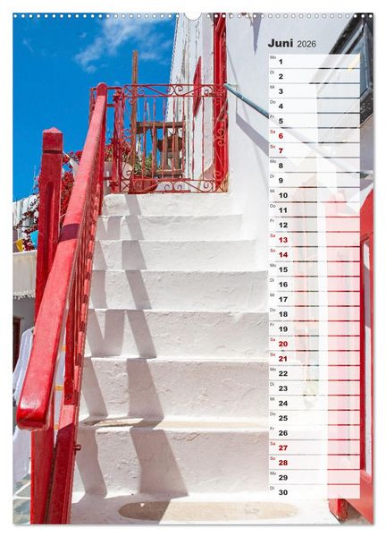 Produktbild: Bunte Treppen auf Mykonos - Reiseplaner (Wandkalender 2026 DIN A2 hoch), CALVENDO Monatskalender