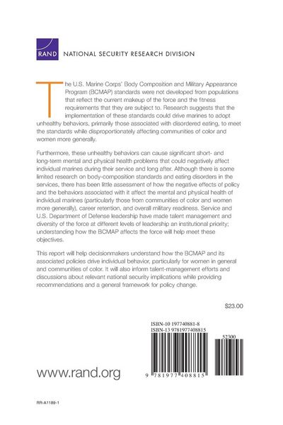 Produktbild: Impacts of Marine Corps Body Composition and Military Appearance Program (Bcmap) Standards on Individual Outcomes and Talent Management