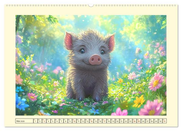 Produktbild: Willkommen im Wunderwald. Zauberhafte Abenteuer mit tierischen Freunden (hochwertiger Premium Wandkalender 2026 DIN A2 quer), Kunstdruck in Hochglanz