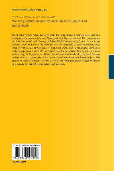 Produktbild: Modeling, Simulation and Optimization in the Health- and Energy-Sector